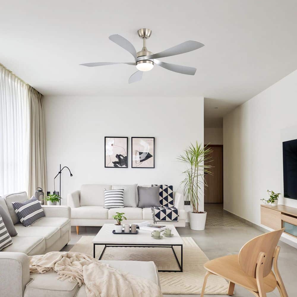 52 in. Brushed Nickel 5 ABS Blades Downrod Standard Ceiling Fan with 3-Color LED Light and Remote Included price history on PriceWatchPro