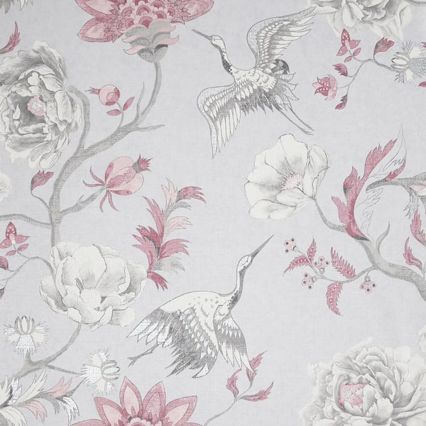Arthouse Maggie Light Grey Cranes Wallpaper Sample