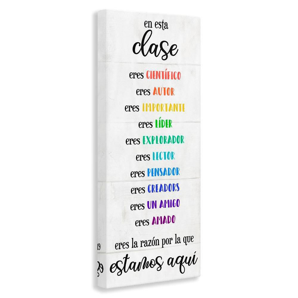 Stupell Industries En Esta Clase Eres… Inspirational Quotes & Sayings Painting Wrapped Canvas Art Print Wall Art, 10 x 24