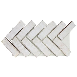 28 in. x 12.5 in. x .625 in. Brickwebb Herringbone Cascade Thin Brick Sheets (Box of 4-Sheets)