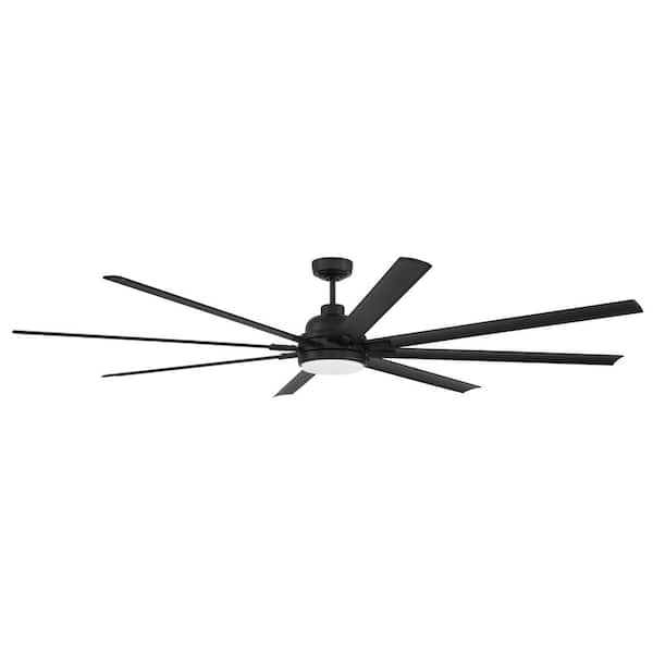 84 in. Flat Black w/ Flat Black Blades Downrod Mount Wet Standard Outdoor Ceiling Fan Integrated LED w/ Remote Included