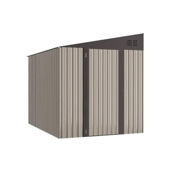 6 ft. W x 8 ft. D Outdoor Metal Lean to Shed Garden Storage Cabinet with Single Door in Grey (48 sq. ft. )