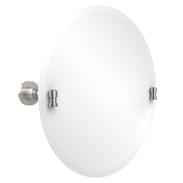 Allied Brass Washington Square Collection 22 in. x 22 in. Frameless Round Single Tilt Mirror with Beveled Edge in Polished Nickel