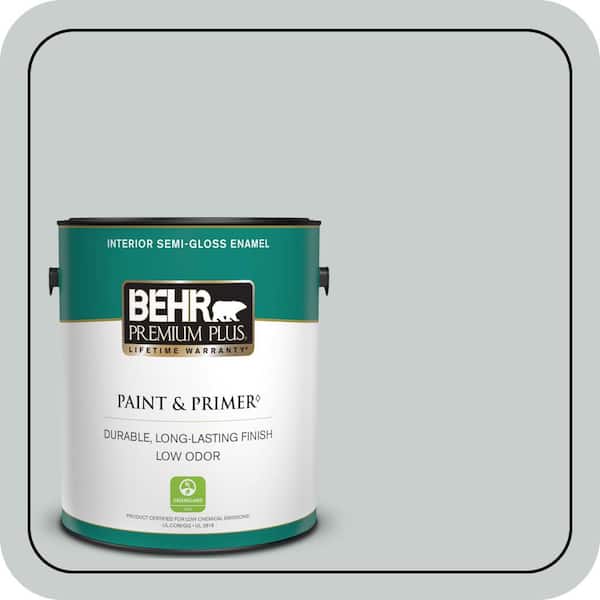 BEHR PREMIUM PLUS 1 gal. #720E-2 Light French Gray Semi-Gloss Enamel Low Odor Interior Paint & Primer