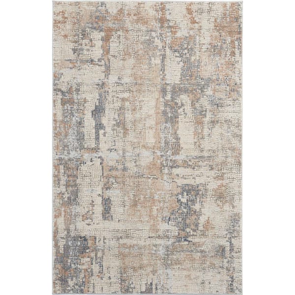 Nourison Rustic Textures Beige/Grey 4 ft. x 6 ft. Abstract Contemporary Area Rug