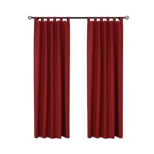 Weathermate Tab Top Burgundy Cotton Smooth 40 in. W x 95 in. L Tab Top Indoor Room Darkening Curtain (Double Panels)