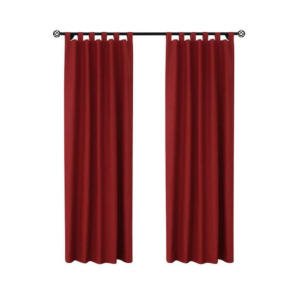 THERMALOGIC Weathermate Tab Top Burgundy Cotton Smooth 40 in. W x 95 in. L Tab Top Indoor Room Darkening Curtain (Double Panels)
