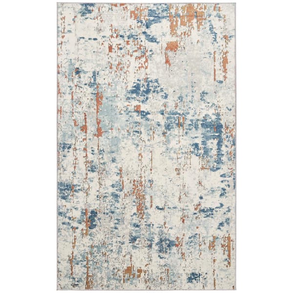 Nourison Concerto Beige Blue Rust 4 ft. x 6 ft. Abstract Contemporary Area Rug