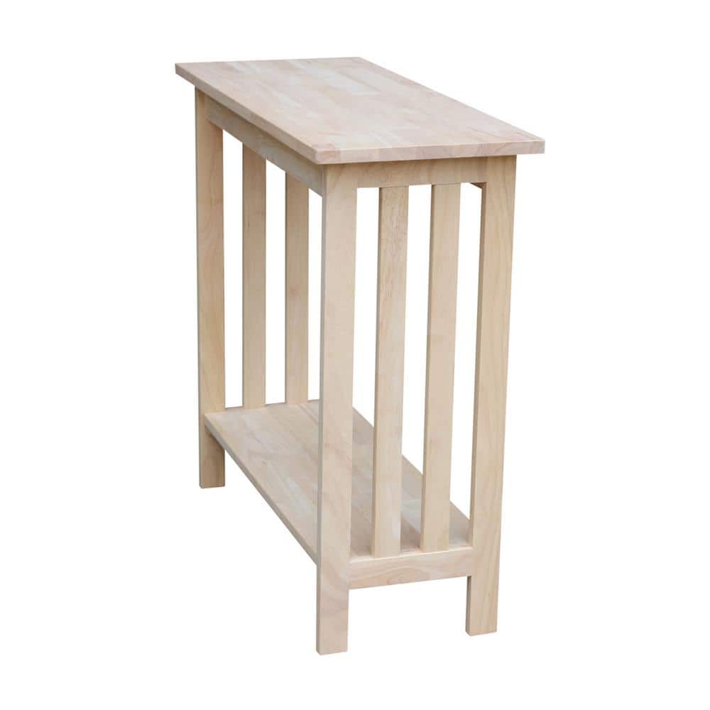 Unfinished Solid Wood Mission Entry Table with Shelf