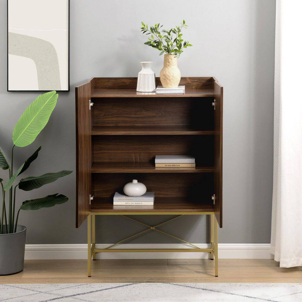 Dark Walnut Tall Accent Cabinet with Adjustable Shelving