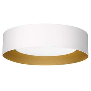 13.8 in. 1-Light White LED Flush Mount Ceiling Light Fixture with Frosted Glass Shade