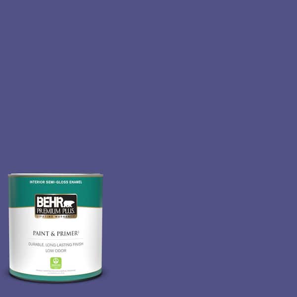 BEHR PREMIUM PLUS 1 qt. #P550-7 Purple Prince Semi-Gloss Enamel Low Odor Interior Paint & Primer