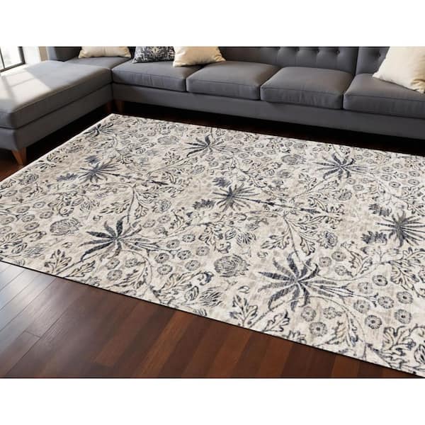 Blue 8 ft. x 10 ft. Woven Medallion Rectangle Indoor Area Rug