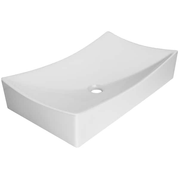 Ticor Nautilus 25.75 in. Rectangular Vessel Sink in White