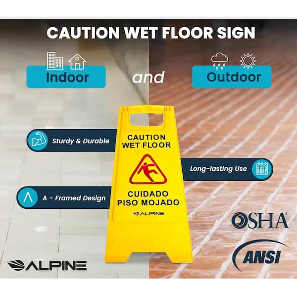 Wet Floor Sign - Yellow (English) - 5S Supplies LLC