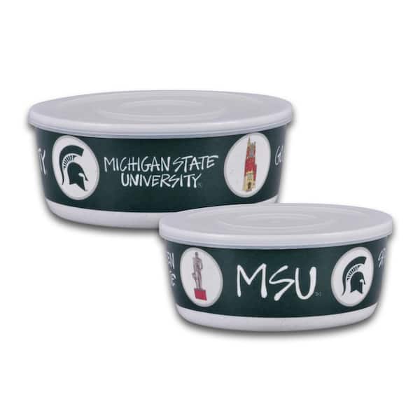 Magnolia Lane Michigan State 7.5 in. 16 fl.oz Assorted Colors Melamine Serving Bowls Set of 2 with Lids