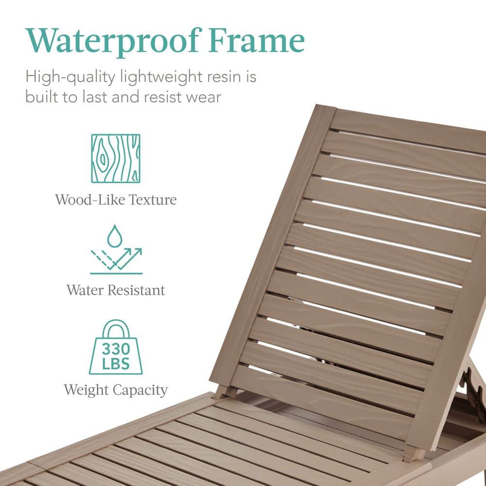 Brown Resin Outdoor Chaise Lounger with Ivory Cushion