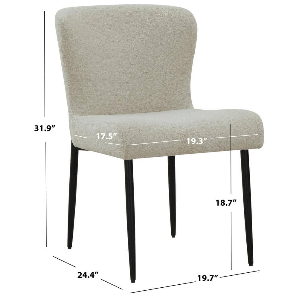 Katlynn Taupe Boucle Upholstered Side Chair with Black Metal Legs
