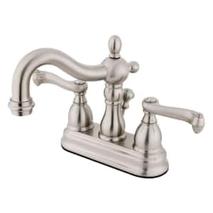 Heritage 4 in. Centerset 2-Handle Bathroom Faucet with Plastic Pop-Up in Brushed Nickel