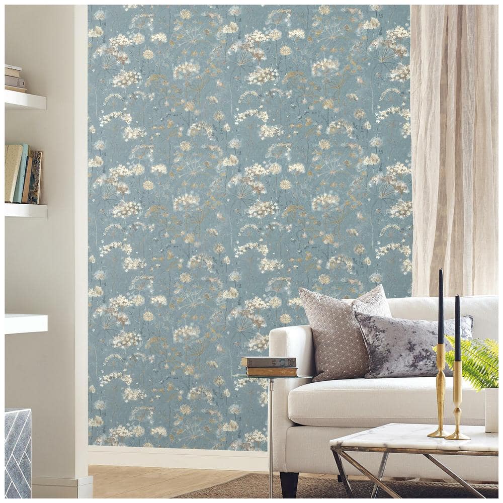Blue Floral Self-Adhesive Removable Wallpaper Roll