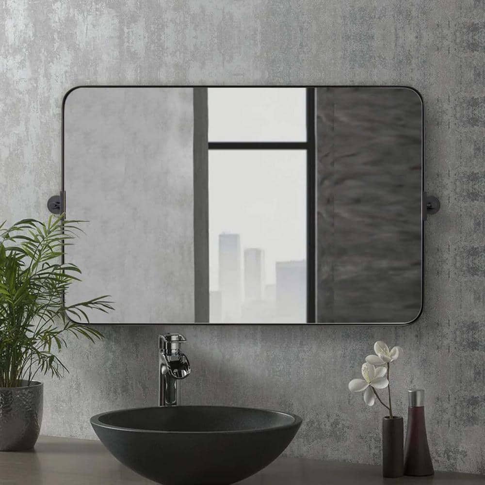 24 in. W x 35 in. H Rectangular Framed Simple Wall Bathroom Vanity Mirror i