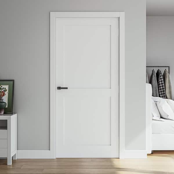 SOCBAZZAR 30 in. x 80 in. 2-Panel Shaker Solid Core White Primed
