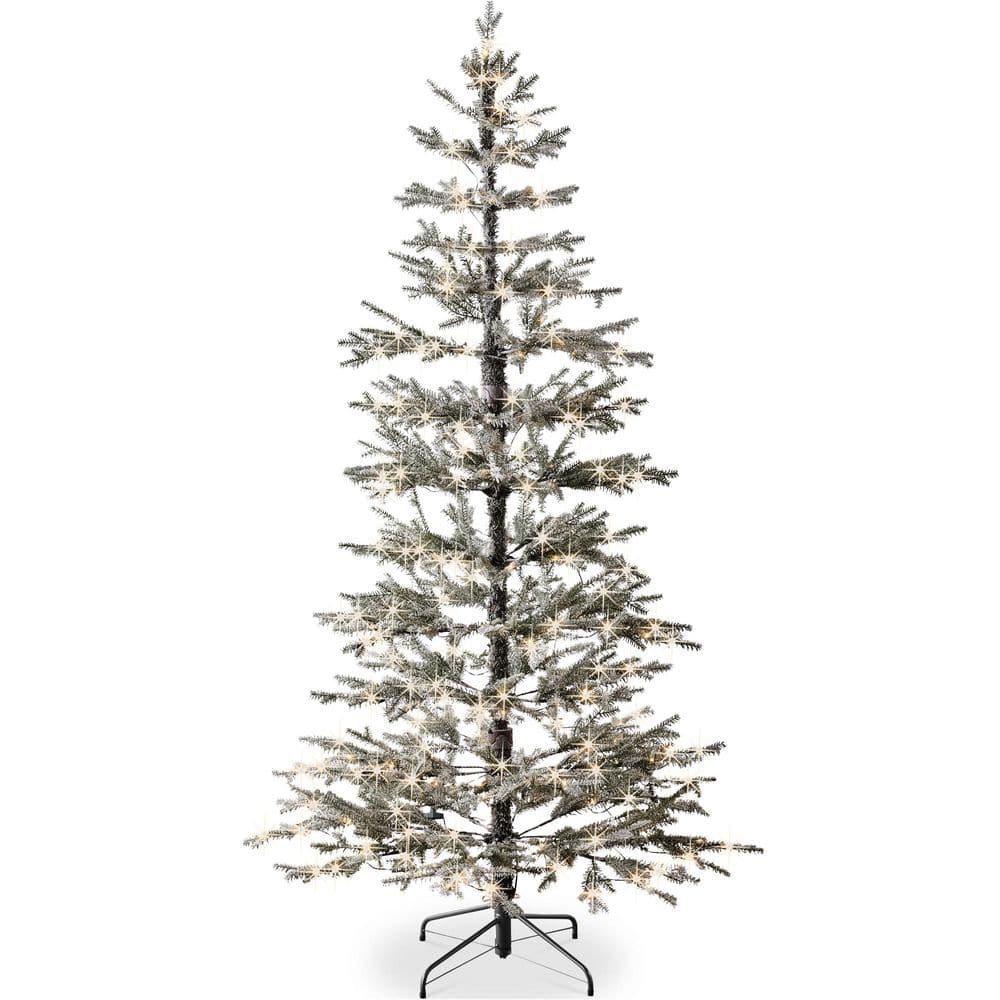 12 ft. Black Pre-Lit Flocked Sparse Artificial Christmas Tree with 900 LED Lights, Cordless Connection, and Metal Stand price history on PriceWatchPro
