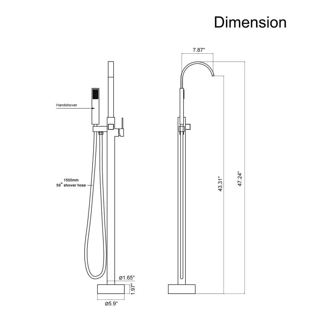 PENGFANG WORLDWIDE LLC P016BNTF Single Handle Floor Mounted Tub Faucet with Handshower