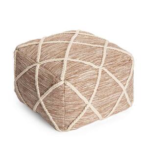 Kirkwood Fields 22 in. x 22 in. x 16 in. Tan and Ivory Pouf