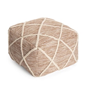 Kirkwood Fields 22 in. x 22 in. x 16 in. Tan and Ivory Pouf