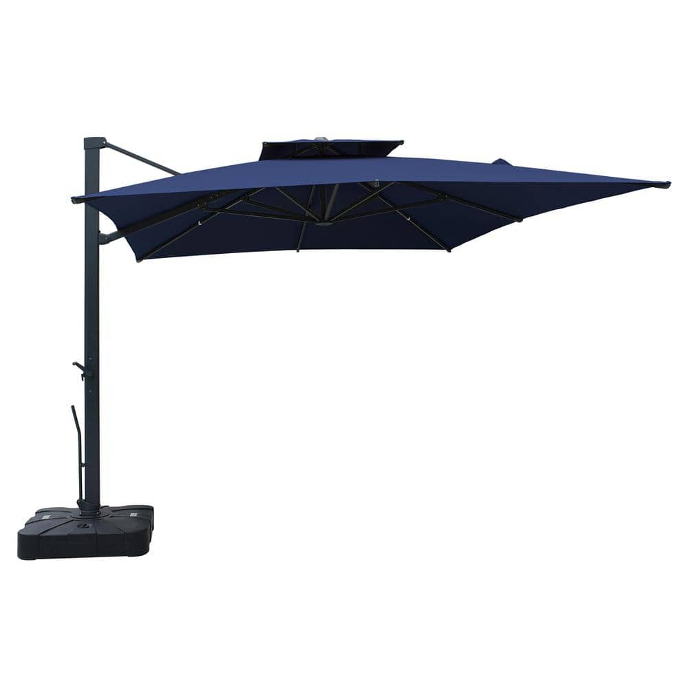 13 ft. x 10 ft. Rectangular Outdoor Patio Cantilever Umbrella in Navy Blue with Stand -  Mondawe, MYD1013NVB