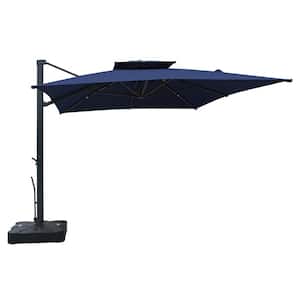 13 ft. x 10 ft. Rectangular Outdoor Patio Cantilever Umbrella in Navy Blue with Stand