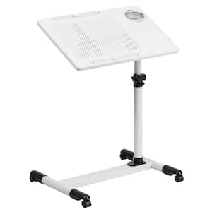 White Adjustable Height Steel Mobile Computer Desk