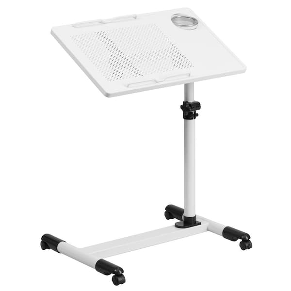 Flash Furniture White Adjustable Height Steel Mobile Computer Desk