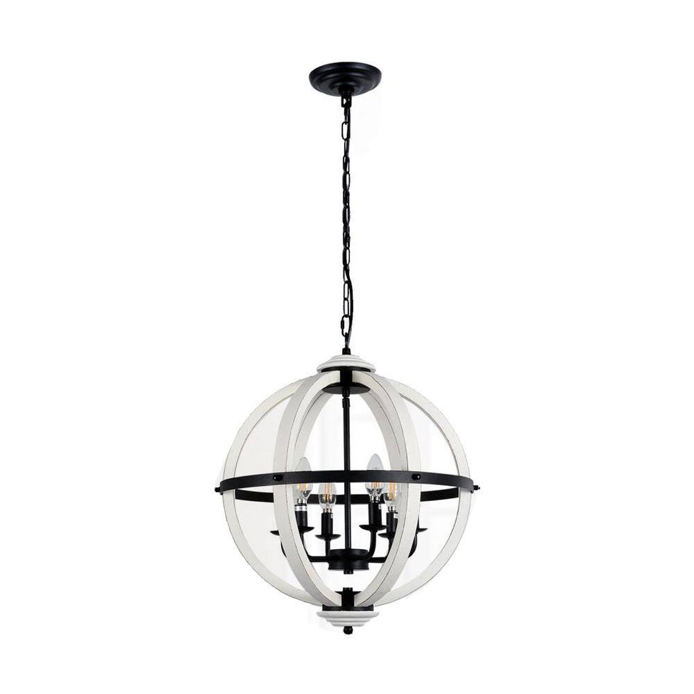 6-Light Wood Dimmable Globe Chandelier