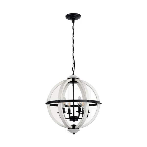 Amucolo 6-Light Wood Dimmable Globe Chandelier