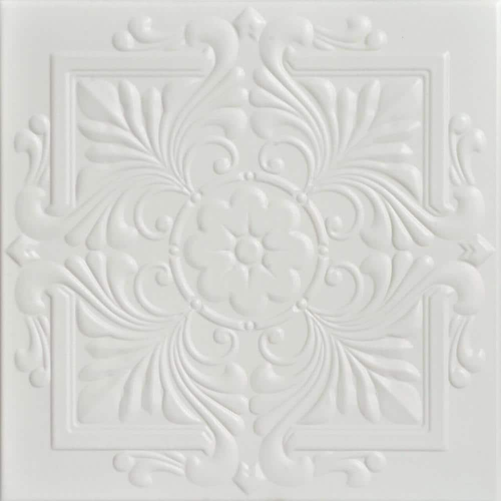 A La Maison Ceilings Victorian Dove White 1.6 ft. x 1.6 ft. Decorative ...