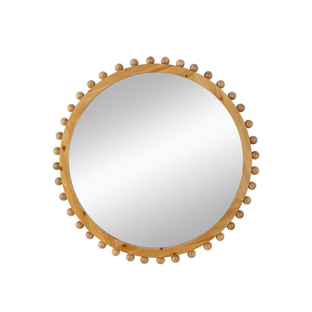 34 in. W x 34 in. H Round Wood Framed Wall Mount Modern Decorative Bathroom