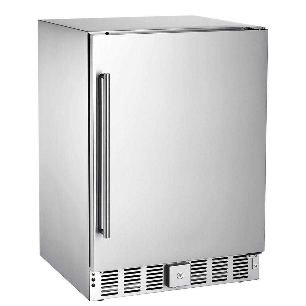 24 in. Beverage Refrigerator, 5 cu. ft. Freestanding or Undercounter, Built-in Outdoor Refrigerator in Silver Color