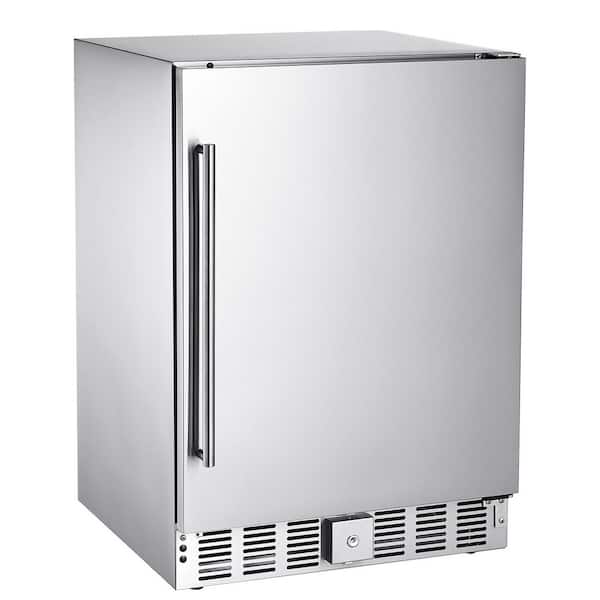 24 in. Beverage Refrigerator, 5 cu. ft. Freestanding or Undercounter, Built-in Outdoor Refrigerator in Silver Color