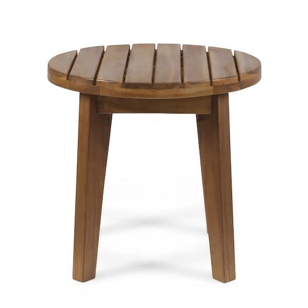 Sudzendf Brown Wood Round Outdoor Side Table 1-Piece