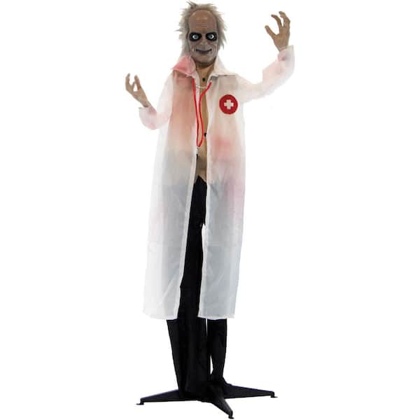 Haunted Hill Farm 65 in. Red LED Eyes Animatronic Doctor Halloween Prop ...