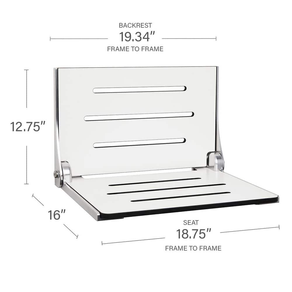White Teak Wall Mounted Folding Shower Seat with Matte Finish