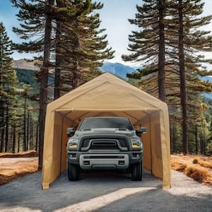 12 ft. W x 20 ft. D Steel Carport with Sand Roof,Heavy Duty Portable Garage Canopy for Outdoor Events,Vehicle Protection