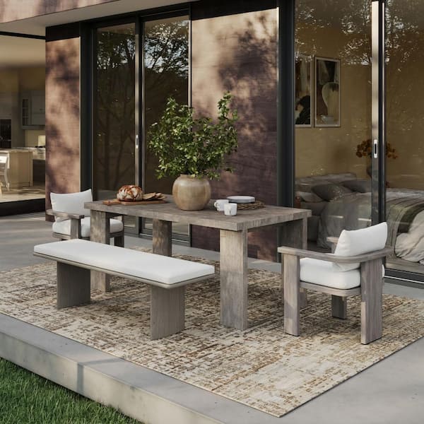 Fenora Modern Woven Abstract Washable Grey 3 ft. x 8 ft. Outdoor Runner Rug