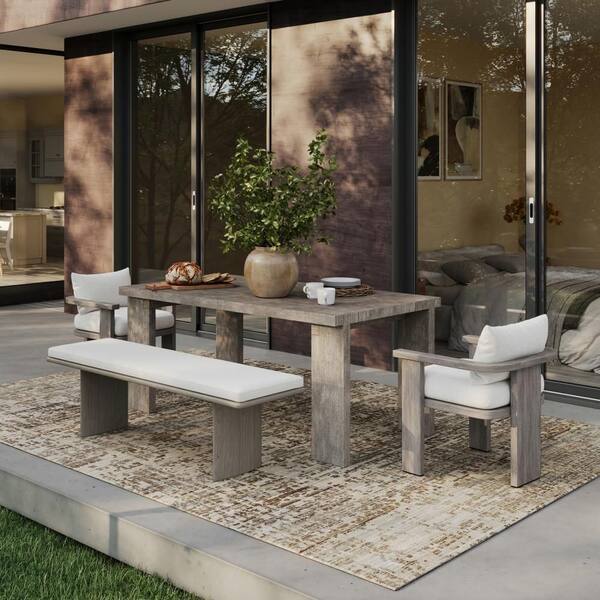 Fenora Modern Woven Abstract Washable Grey 5 ft. x 8 ft. Outdoor Area Rug