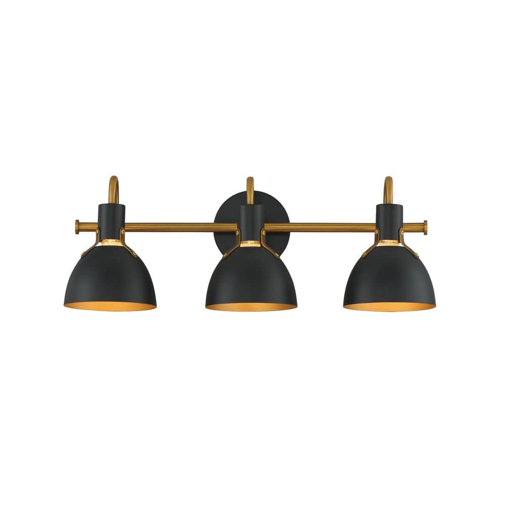 Dusk 24 in. 3 Light Black / Antique Brass Vanity Light price history on PriceWatchPro