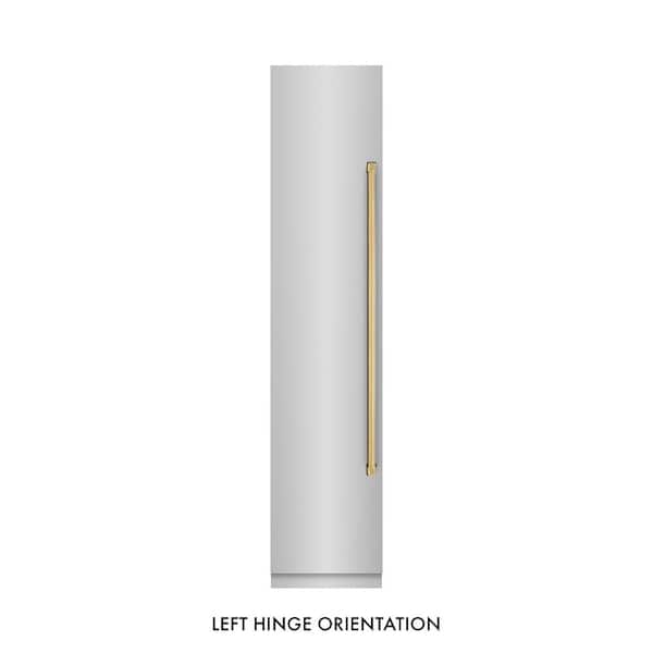 18 in. 8.6 cu. ft. Left Hinge Stainless Steel Upright Column Freezer in Graphite Gray and Polished Gold Accents