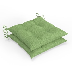 Solid Twill 19 in W x 5 in H Square Outdoor Tufted Wicker Chair Pad Cushion with Ties 2-Count in Splash Green