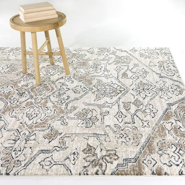 StyleWell Rosehill Cream 5 ft. x 7 ft. Traditional Area Rug